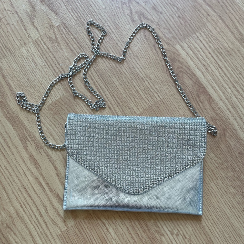 Rhinestone silver convertible clutch/purse